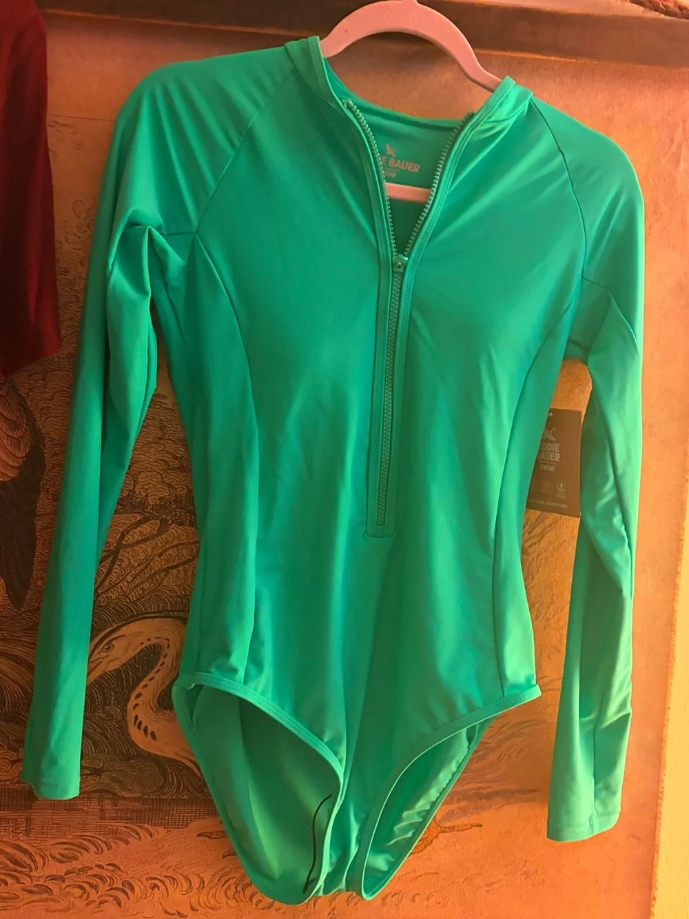 * New Eddie Bauer Seabreeze Teal Long-Sleeve Swimsuit SZ Medium Retail $100 *
